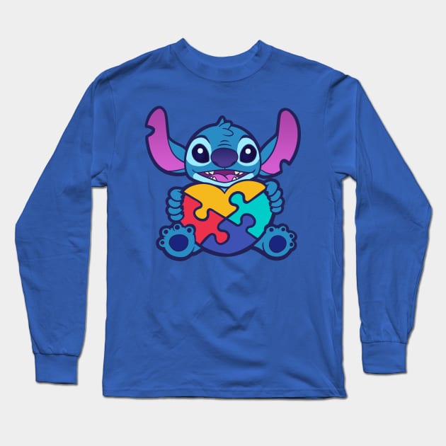 Autism Awareness and Alien Love Long Sleeve T-Shirt by Ellador